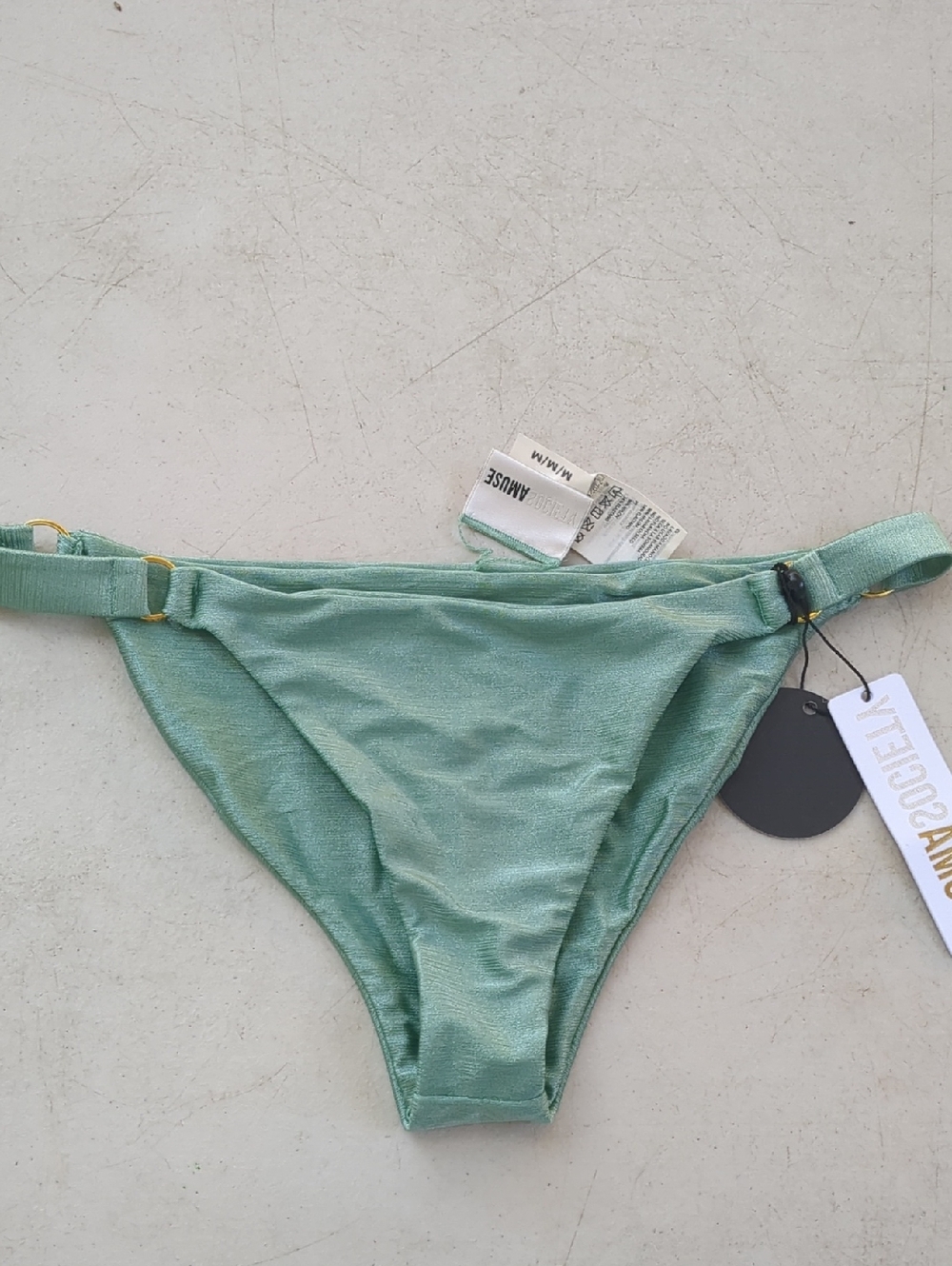 Amuse Society Seafoam Green Bikini Bottom with Gold Accents